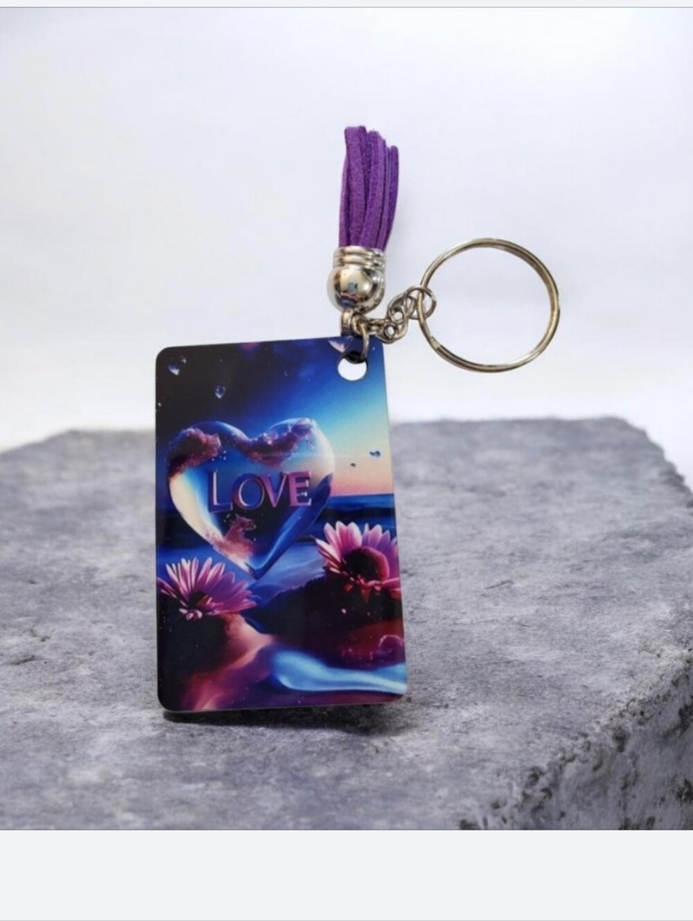 LOVE Heart & Flowers Keychain